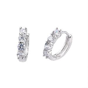 rhodium plated brass cubic zirconia hoop earring costume jewelry ring bracelet pendant