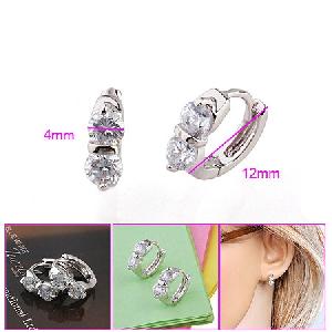 Sell Rhodium Plated Brass Cubic Zirconia Hoop Earrings, Cz Stup Earring, Bracelet, Ring