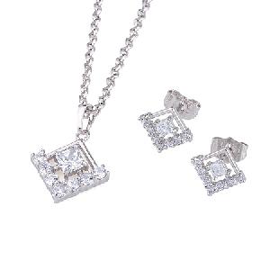 Sell Rhodium Plated Brass Cubic Zirconia Jewelry Set, Brass Cz Jewelry, Fashion Cz Ring, Pendant