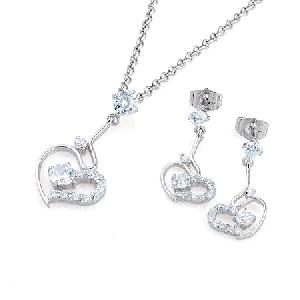 Sell Rhodium Plated Brass Cubic Zirconia Jewelry Set, Fashion Brass Cz Ring, Silver Pendant, Ring