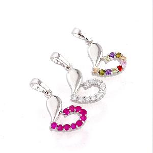 rhodium plated brass cubic zirconia pendant rhinestone fashion jewelr