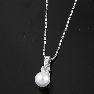 Sell Rhodium Plated Brass Cubic Zirconia Pendant, Semi-precious Stone Pearl Pendant,