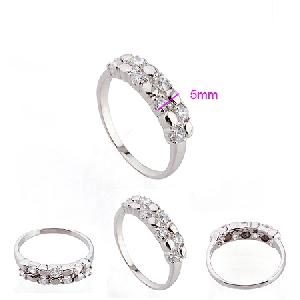 Sell Rhodium Plated Brass Cubic Zirconia Ring, Fashion Costume Jewelry, Silver Jewelry, Pendant