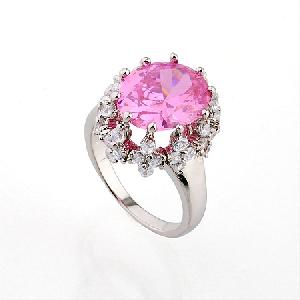 Sell Rhodium Plated Brass Cubic Zirconia Ring, Fashion Silver Jewelry, Costume Jewelry, Earring