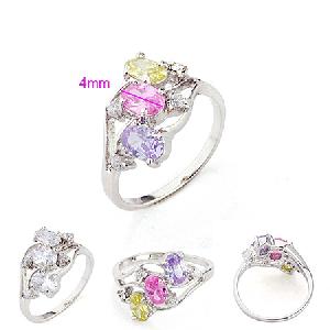 rhodium plated brass cubic zirconia ring fashion silver jewelry costume pendant cz earring