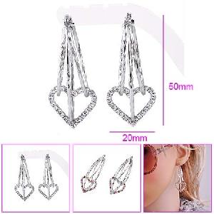 rhodium plated brass heart love hoop earrings fashion cz pendant bracelet ring