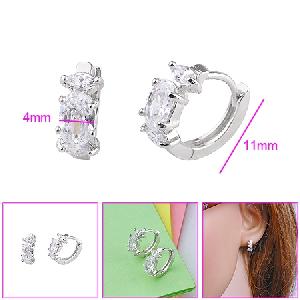 Sell Semi-precious Stone Rhodium Plated Brass Cubic Zirconia Hoop Earring, Fashion Cz Jewelry