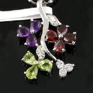 Sell Sterling Silver Mix Gem Pendant, Tourmaline Pendant, Agate Bracelet, Olivine / Amethyst Ring