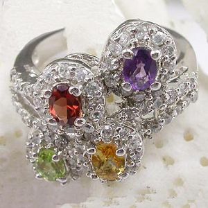 Sell Sterling Silver Mix Gem Ring, Citrine Earring, Ruby Ring, Citrine Bracelet, Prehnite Pendant