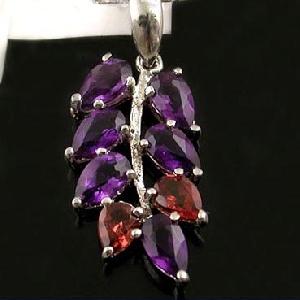 sterling silver amethyst garnet 9pcs gemstone pendant tourmaline bracelet