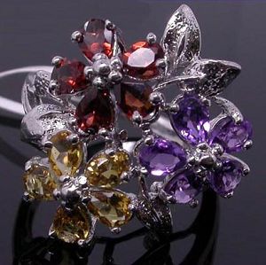 Sell Sterling Silver Natural Amethyst Citrine And Garnet Ring, Sapphire Earring, Olivine Bracelet