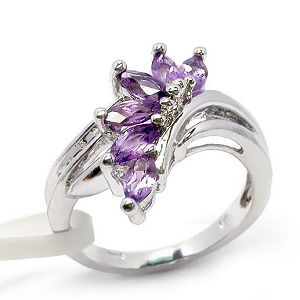 Sell Sterling Silver Natural Amethyst Ring, Garnet / Olivine Bracelet, 18k Gold Earring , Ring