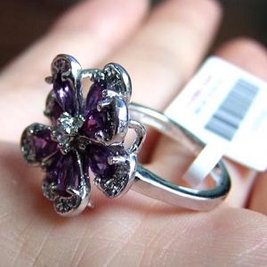 Sell Sterling Silver Natural Amethyst Ring, Gemstone Earring, Prehnite Ring, Sapphire Necklace