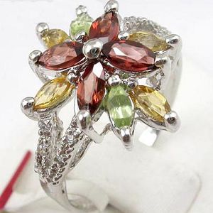 Sell Sterling Silver Natural Garnet And Citrine Mix Gem Ring, Smoky Quartz Stud Earring