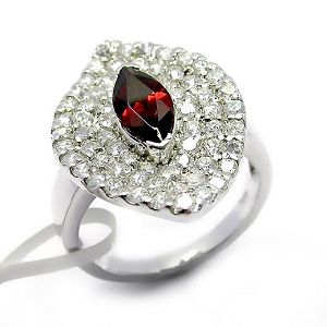 Sell Sterling Silver Natural Garnet Ring, Fashion Cz Ring, Silver Earring, Gemstone Jewelry Bracelet