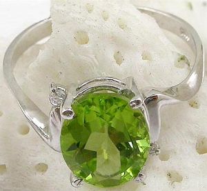 Sell Sterling Silver Natural Olivine Ring, Rainbow Stone Ring, Gemstone Jewelry, Agate Earring