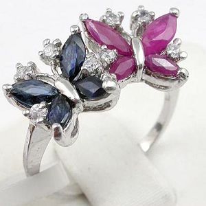 Sell Sterling Silver Natural Sapphire And Ruby Ring, Tourmaline, Amethyst Bracelet, Earring