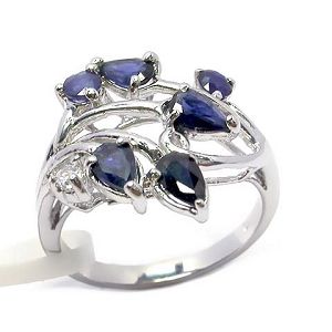 Sell Sterling Silver Natural Sapphire Ring, Blue Topaz Jewelry, Silver Jewelry, Moonstone Ring