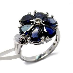 Sell Sterling Silver Natural Sapphire Ring, Color Stone Pendant, Jadeite Ring, Gemstone Jewelry, Ear