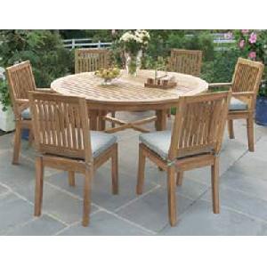 At Set-018. Round Garden Dining Set Dining Chair, Table Simply And Nice Teak Outdoor Furniture