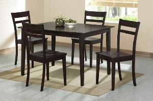 Dark Brown Simple Dining Set Knock Down Table And Chair Mahogany Teak Indoor Furniture