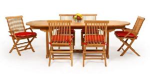 Made From Kiln Dry Teak Oval Folding Set Chair And Extension Table Garden Outdoor Furniture