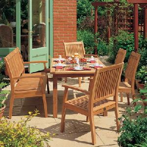 Meuble Patio Terrace Teak In Set Curve Bench, Garden Dining Chair And Coffee Table Outdoor Furniture