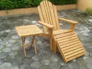 solo teak adirondack chair side table foot stool