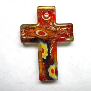 Murano Millefiori Glass Cross Pendant