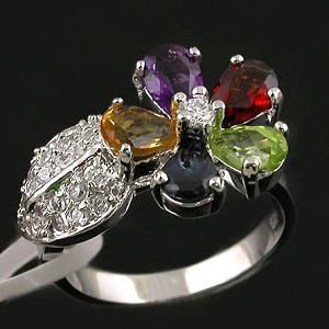 Sell Sterling Silver Mix Gem Ring, Silver Jewlery, Fashion Cz Earring, Fashion Gemstone Jewelry