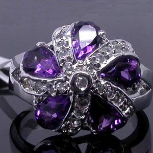 Sell Sterling Silver Natural Amethyst Ring, Gemstone Jewelry, Silver Jewelry, Olivine Earring, Ring