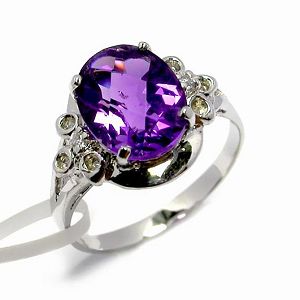 Sell Sterling Silver Natural Amethyst Ring, Jadeite Pendant, Rainbow Stone Ring, Cz Jewelry