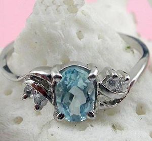 Sell Sterling Silver Natural Blue Topaz Ring, Moonstone / Prehnite Earrring, Pendant, Gemstone Jewel