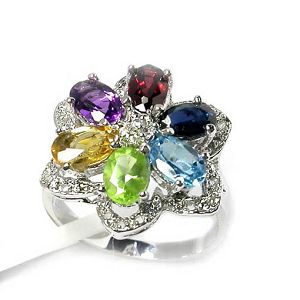 Sell Sterling Silver Natural Mix Gem Ring, Earring, Silver Jewlery, Citrine Pendant, Fashion Cz Jewe