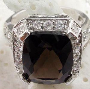 sterling silver smoky quartz ring gemstone jewelry stup earring earr