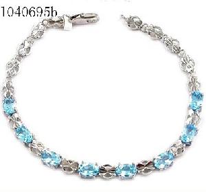Sell Sterling Silver Natural Blue Topaz Bracelet, Olivine Ring, Prehnite Pendant, Garnet Bracelet
