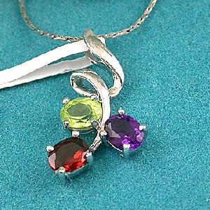 Sell Sterling Silver Mix Gem Pendant, Amethyst Pendant, Garnet Earring, Citrine Bracelet, Ruby Ring