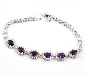 Sell Sterling Silver Natural Amethyst Bracelet, Garnet Pendant, Tourmaline Earring, Amethyst Ring