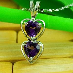 Sell Sterling Silver Natural Amethyst Pendant, Olivine Ring, Citrine / Sapphire Earring, Silver Jewe