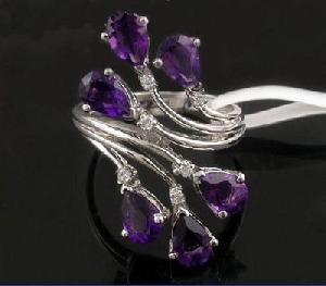 Sell Sterling Silver Natural Amethyst Ring, Sapphire Beacelet, Citrine Pendant, Olivine Ring, Earrin