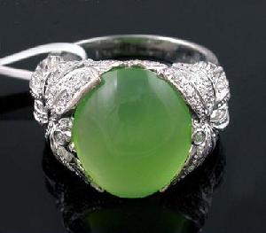 Sell Sterling Silver Natural Chalcedony Ring, Silver Jewelry, Olivine Ring, Bracelet, Ruby Earring