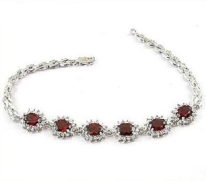 Sell Sterling Silver Natural Garnet Bracelet, Silver Jewelry, Olivine Ring, Fashion Rainbow Stone Ri