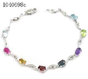 sterling silver mix gem bracelet citrine pendant tourmaline earring olivine ring