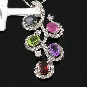 Sell Sterling Silver Natural Mix Gem Pendant, Olivine Earring, Blue Topaz Ring, Garnet Earring, Ring