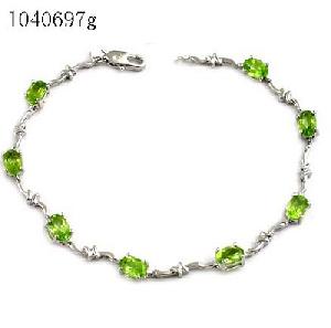 Sell Sterling Silver Natural Olivine Bracelet, Sapphire Earring, Citrine Pendant, Silver Jewelry, Ri