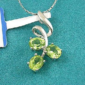 Sell Sterling Silver Natural Olivine Pendant, Sapphire Ring, Tourmaline Earring, Blue Topaz Bracelet