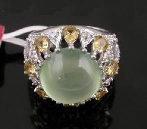 Sell Sterling Silver Natural Prehnite Ring, Silver Jewelry, Olivine Ring, Citrine Bracelet, Ruby Ear