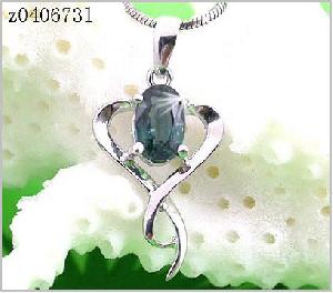 Sell Sterling Silver Natural Sapphire Pendant, Sapphire Earring, Olivine Ring, Earring, Silver Jewel