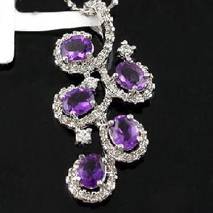 Sell Sterling Silver Natural Amethyst Pendant, Blue Topaz Ring, Moonstone Earring, Bracelet, Ring