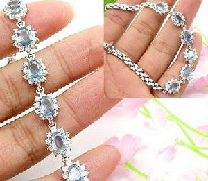Sell Sterling Silver Natural Sapphire Bracelet, Silver Jewelry, Olivine Ring, Citrine / Ruby Earring